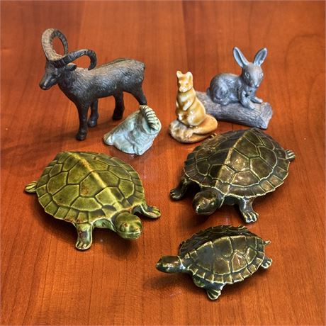 Collection of Small Ceramic and Pewter Animal Figurines