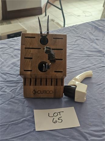 Cutco Knife Block, Meat Forks, Icing Knife, and Sharpener