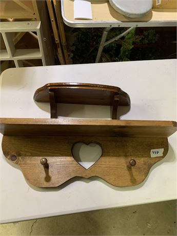 Wood Wall Curio Display Shelves One With Heart Cutout Set of 2