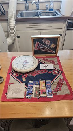 Cleveland Indians Pennant, Ticket Stubs, Clock & More