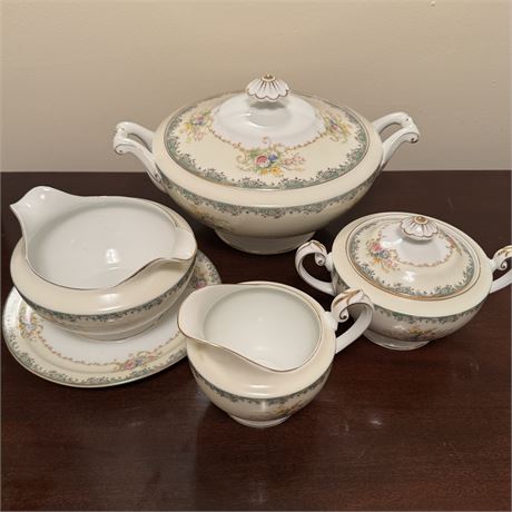 Meito China Hand Painted Tableware -Covered Dish, Gravy Boat, Cream/Sugar Dishes