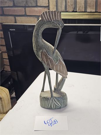 Carved Wood Egret Bird