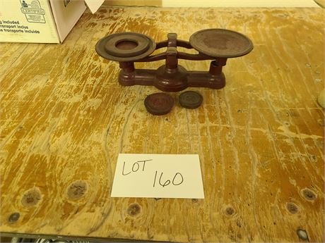 Vintage Wezer Cast Iron Balance Scale with Weights