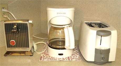 Coffee Maker, Toaster, Can Opener