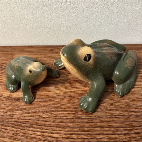 Set of Two Vintage Ceramic Frogs