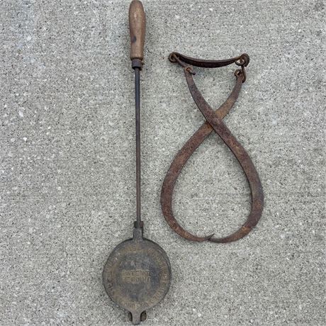 Vintage Minute Pie Mold and Old Ice Tongs