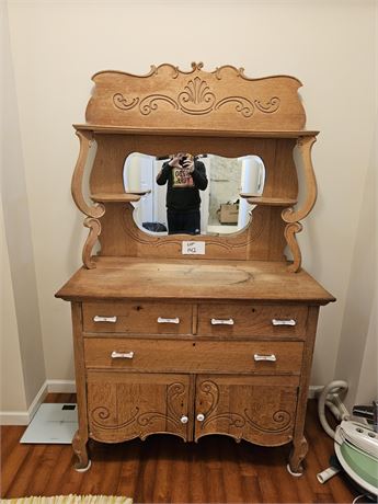 Antique Victorian Oak Sideboard with Hutch Top/Mirror