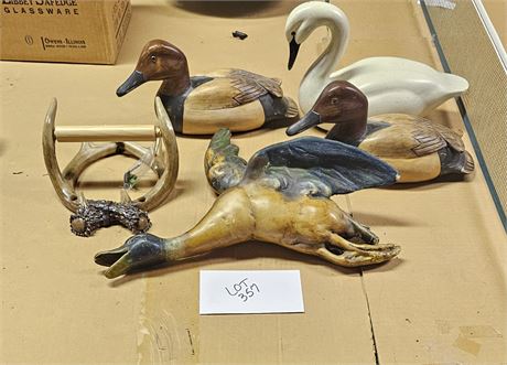 Large Chalkware Flying Wall Decor Duck & More