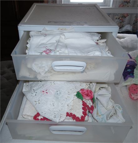 2 Storage Totes of Doilies