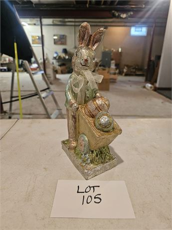 Rachel Zoe Silver Foiled Faux Easter Rabbit & Cart