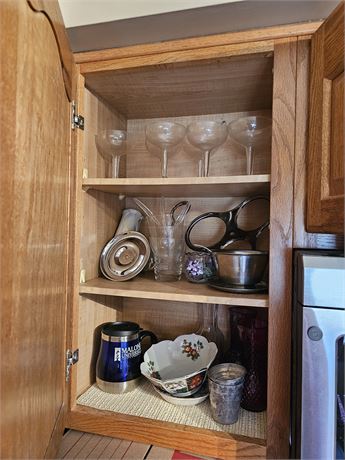 Kitchen Cupboard Cleanout:Mirro/Relish Server/Wine Glasses & More