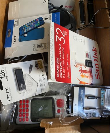 PNY Attache USB Flash Drive, SanDisk Ultra MicroSDHC Card, iHome Phone Case