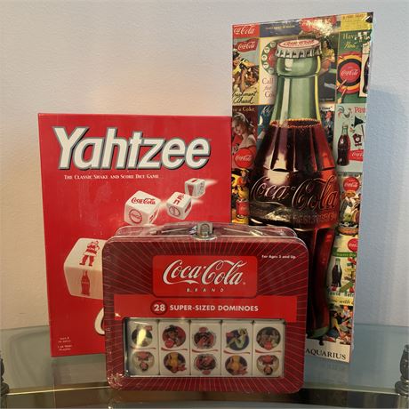 SEALED Coca-Cola Games - Yahtzee, Dominos and Puzzle