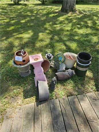 Mixed Outdoor Garden Decor- Bird Bath, Feeders, Pots & More