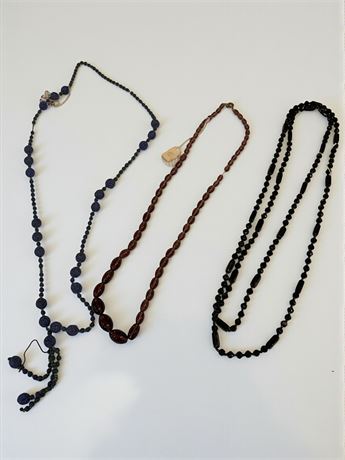 Black Beaded Necklace Lot of 3