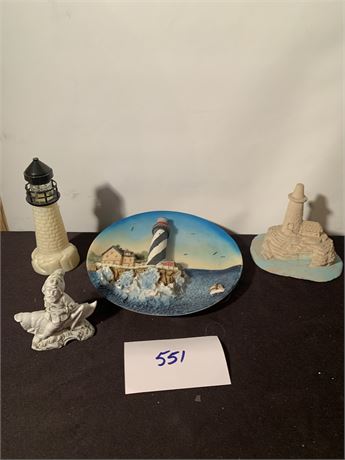 Vintage Old Spice Lighthouse 3D Collector Plate Lighthouse Sand Castle Figurine