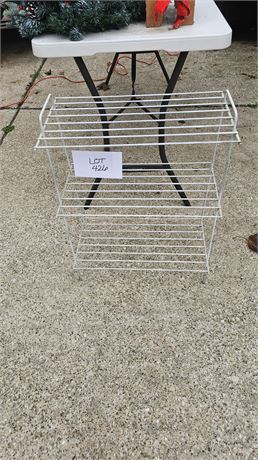 Vintage White Metal Wire Shelf