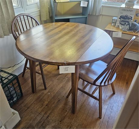 Solid Wood Drop Leaf Table With Two Chairs