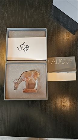 Lalique Crystal Yellow Deer Figurine