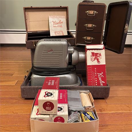 Mid-Century Viewlex Slide Projector and Baja Slide Cases