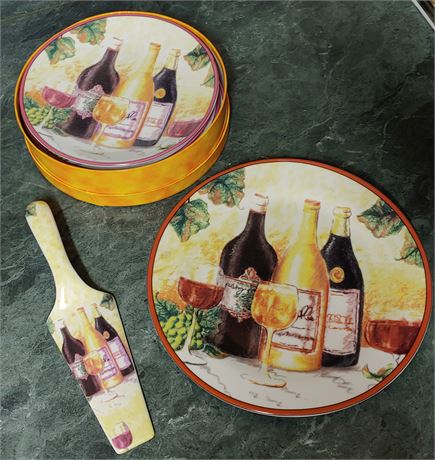 Wine Decor Porcelain Plate Set, Serving Plate and Server