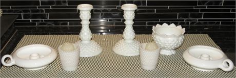 Vintage Milk Glass Candle Holders