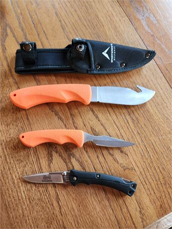 1 Buckmaster and a Set of Sportsmen's Alliance Knives in Holster