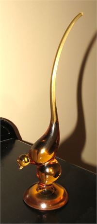 Viking Honey Amber Long Tail Glass Bird