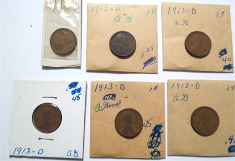 1912, 1912-D, 1913-D Pennies