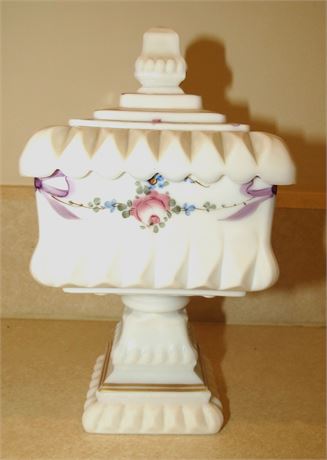 Westmoreland Floral Milk Glass Candy Dish
