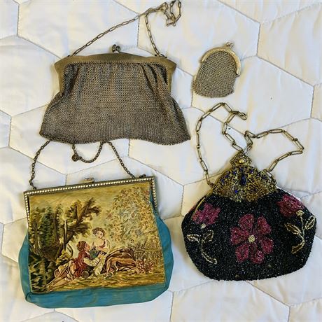 Antique Mesh Metal, Beaded and Adorned Purses Bundle