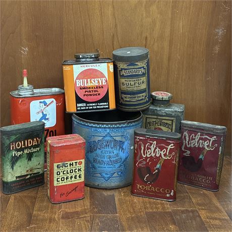 Vintage Advertising Tins with Tobacco, Coffee & More