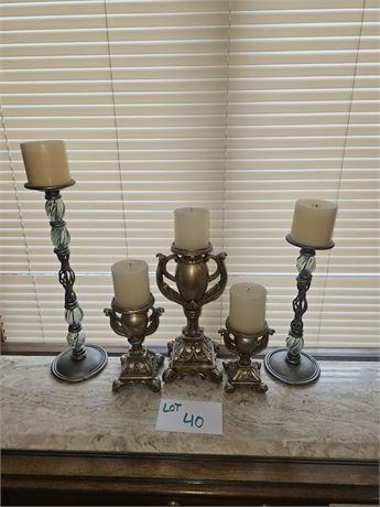 Mixed Candle Holders/Sticks Decor- Size, Maker & Style Vary