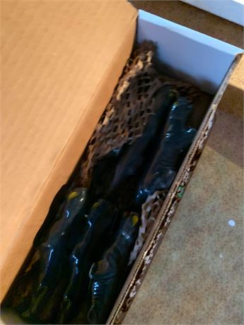 Napco Black Ceramic Panther Figurine Boxed Lot of 6