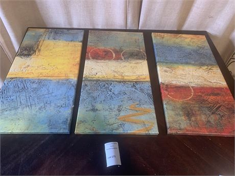 Set of Three Colorful Matching Wall Art Pieces by Gabriela Villarreal