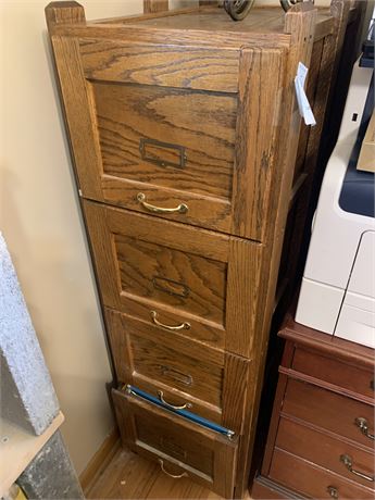 Oak Wood 4 Drawer Filing Cabinet