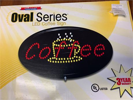 LED Oval Coffee Sign - Pre-Owned, Never Used In Original Box
