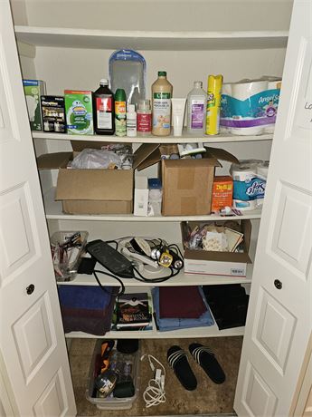Hallway Closet Cleanout:Cleaners/TP/Power Strips/Bulbs/Batteries & More