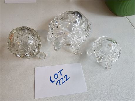 Clear Glass Turtle Decor / Trinket Box & More