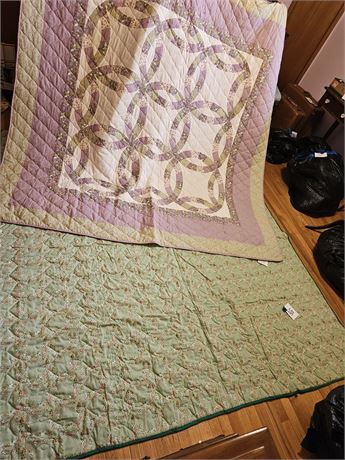 (2) Full Size Bed Quilts: Lavenders & Greens