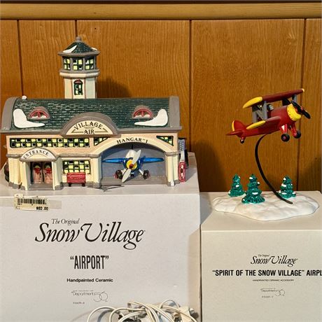 Dept 56 Snow Village "Airport & Spirit of Snow Village Airplane" 1992