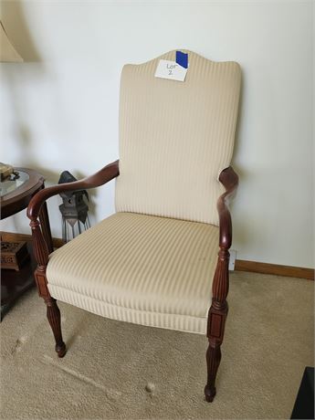 Tan Pin Stripe High-Back Side Chair