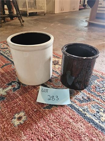Salt Glaze Kraut Crock & Brown Glaze Crock
