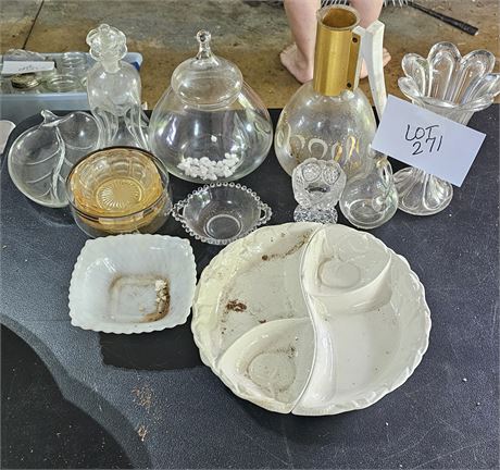 Mixed Glass&Ceramic Lot:California Pottery Two Part Server, Coffee Carafe & More