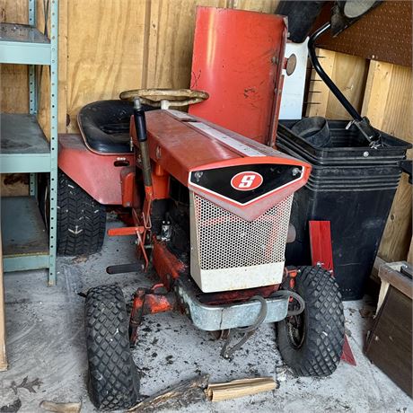 1960's Simplicity Broadmoor Lawn Tractor w/ Blade, Roto Tiller + Attachment