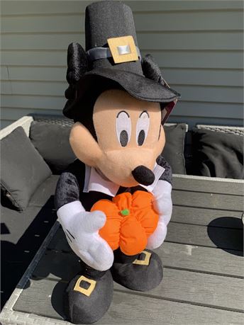 Mickey Mouse Holding Pumpkin Thanksgiving Pilgrim Holiday Decoration