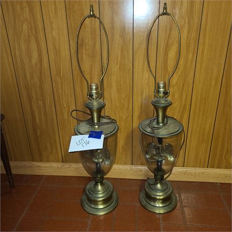 Vintage Brush Brass Eagle Lamps