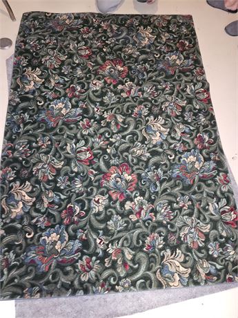 Forest Green Floral Pattern Area Rug