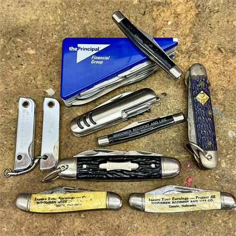 Collection of Pocket Knives - Kamp King and Advertising