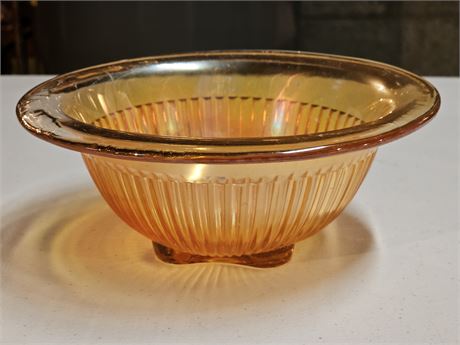 Federal Marigold Carnival Glass Ribbed Mixing Bowl